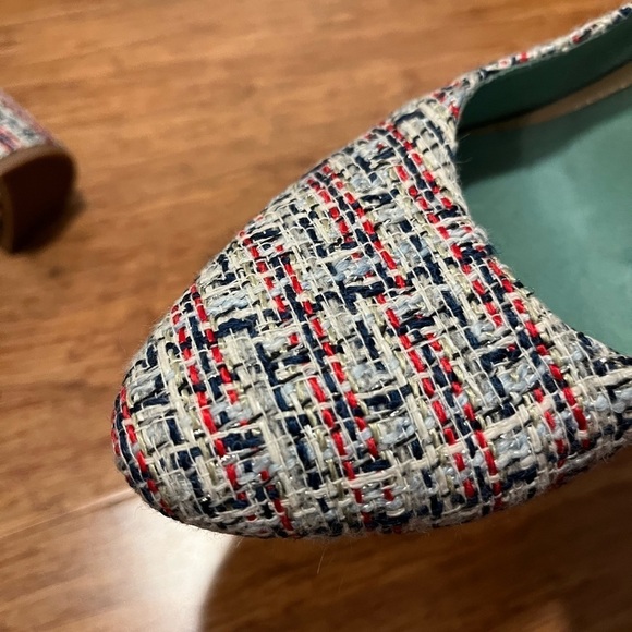 LAB by A.G. tweed chunky heels (gray, white, blue, red). Made in Spain. Size 9.5 - Picture 8 of 14